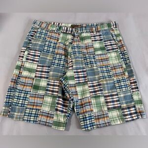 Siegfried Vintage Shorts Madras Plaid Patchwork Men's 40 Preppy Golf 100% Cotton